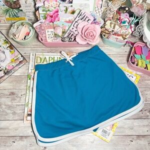 Circo Blue Skort Girl’s Sz.L 10/12 Tennis Skirt Athletic Dolphin Hem White Trim